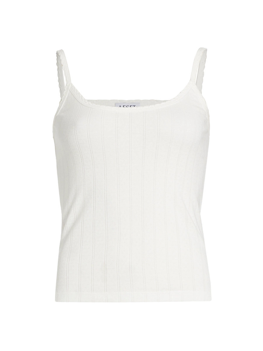 Women's Pointelle-Knit Classic Tank - White - Size XL | Saks Fifth Avenue