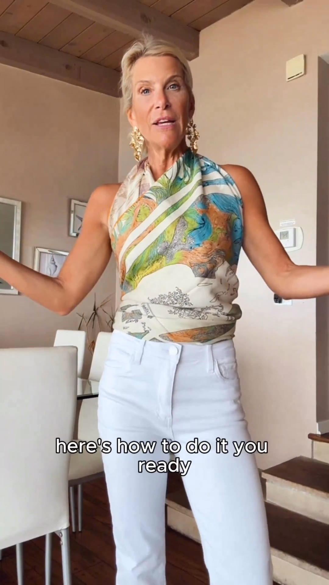 How to wear a scarf as a top for summer outfit idea.

#LTKOver40 #LTKootd