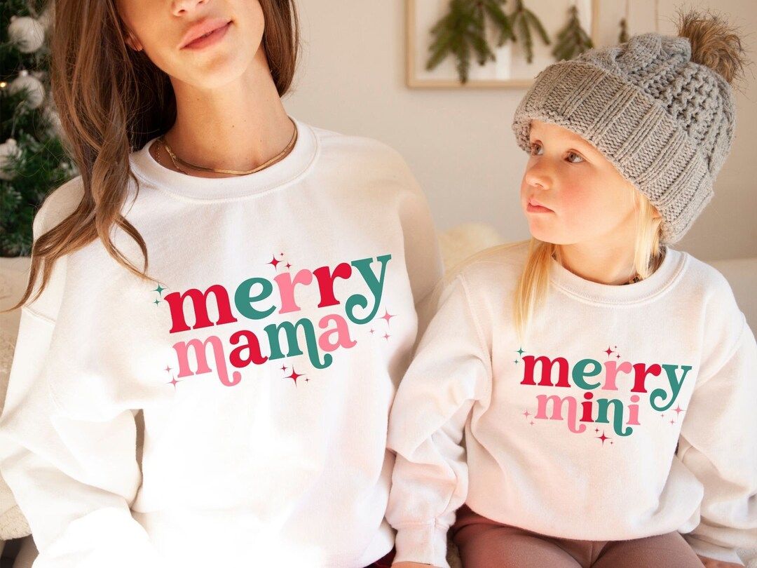 Family Christmas Sweatshirts Mom and Mini Merry Mama Merry - Etsy | Etsy (US)