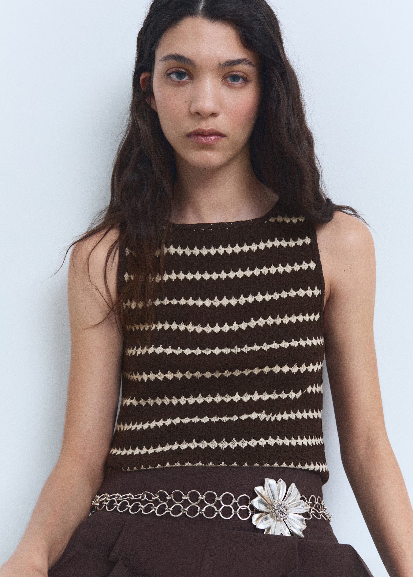 Knitted top with geometric print - Women | MANGO USA | Mango (US/MX/AU)