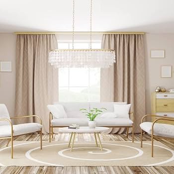 TOCHIC 42'' Gold Rectangular Chandelier Coastal, 5 Lights Natural Capiz Shell Chandeliers for Liv... | Amazon (US)