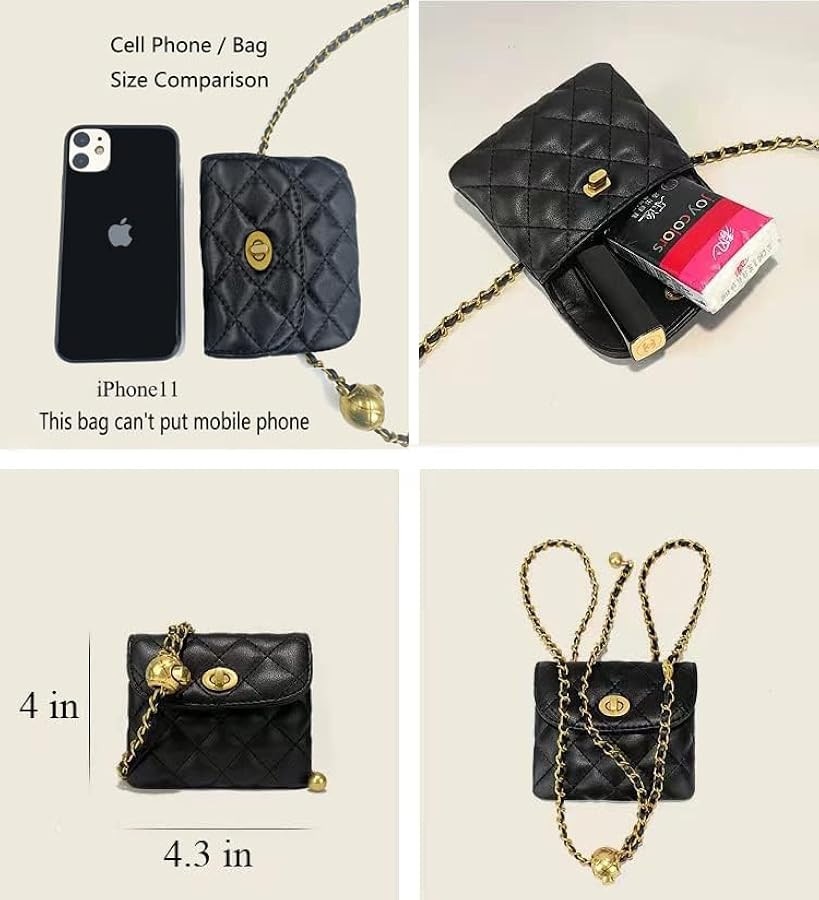 Leather Chain Belt Bag for Women Crossbody Waist Purse Fanny Pack Fashion Mini Handbag Detachable | Amazon (US)