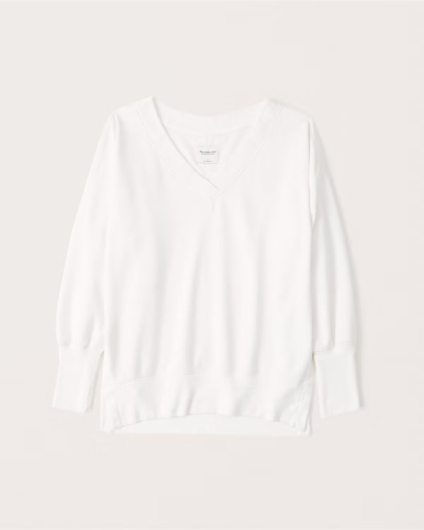 Women's Split-Hem Tunic V-Neck Sweatshirt | Women's Tops | Abercrombie.com | Abercrombie & Fitch (US)