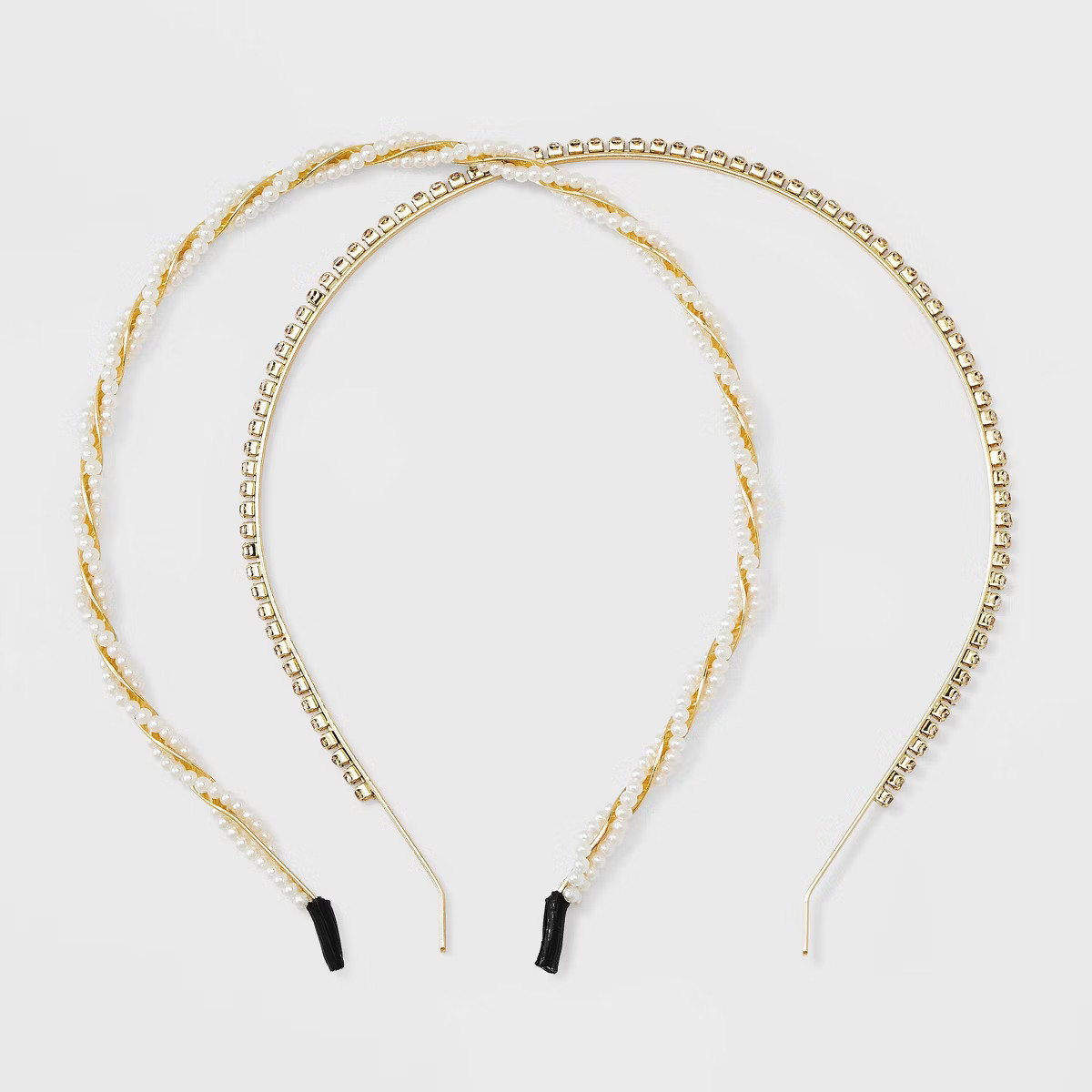 Rhinestone and Pearl Bead Headband Set 2pc - A New Day™ Gold | Target