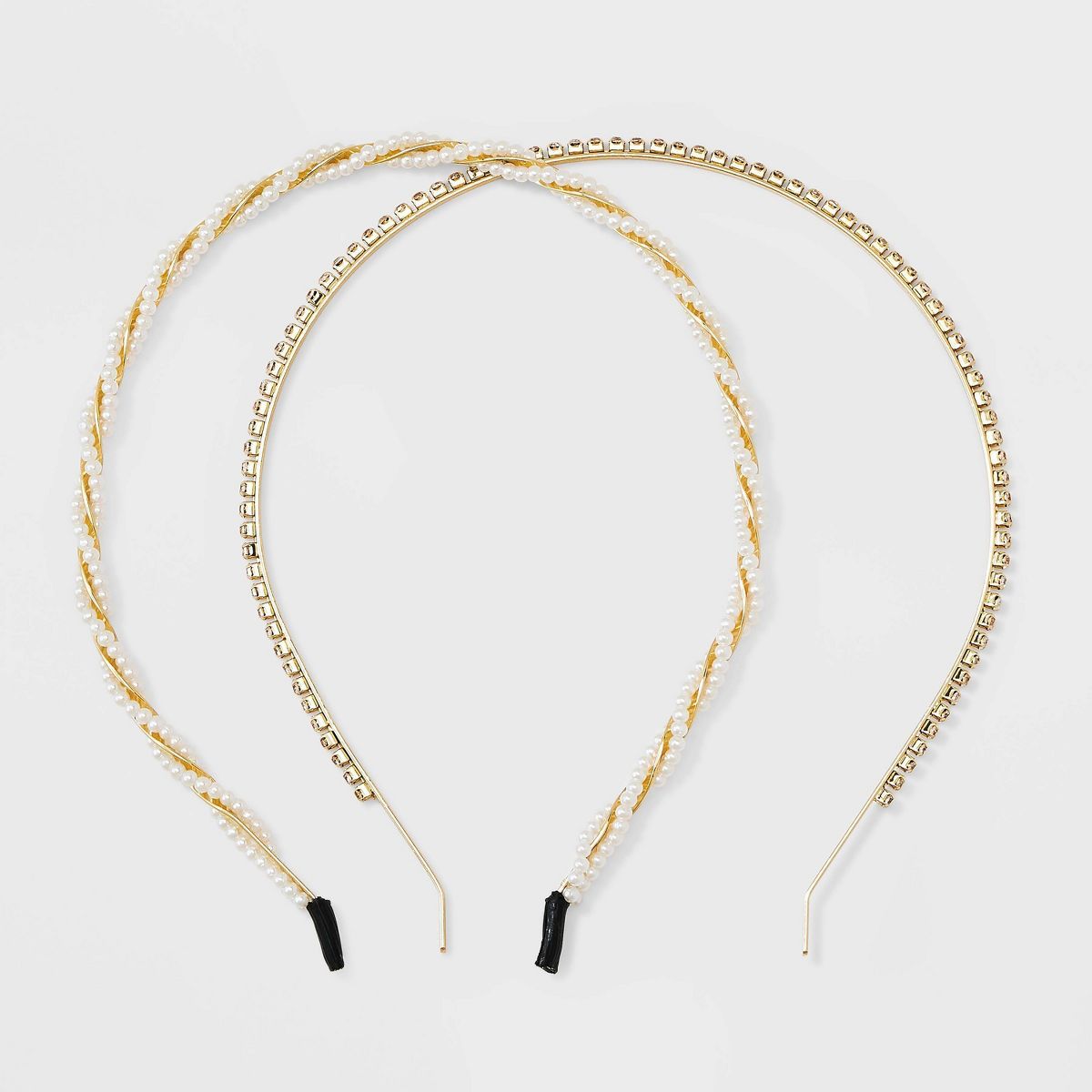 Rhinestone and Pearl Bead Headband Set 2pc - A New Day™ Gold | Target