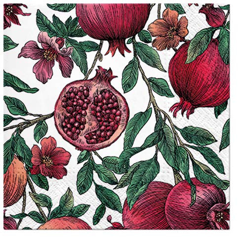 Fall Pomegranate Beverage Napkins - 40pcs, Harvest Floral Decorative Napkins | Amazon (US)