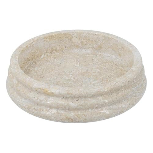 T2 CONCEPT Luxurious Beige Marble Bowl with Ribbed Scalloped Edge – Handcrafted Modern Serving Tray for Snacks, Centerpiece, or Elegant Home Decor Gift - D8.5" x 2" H | Amazon (US)