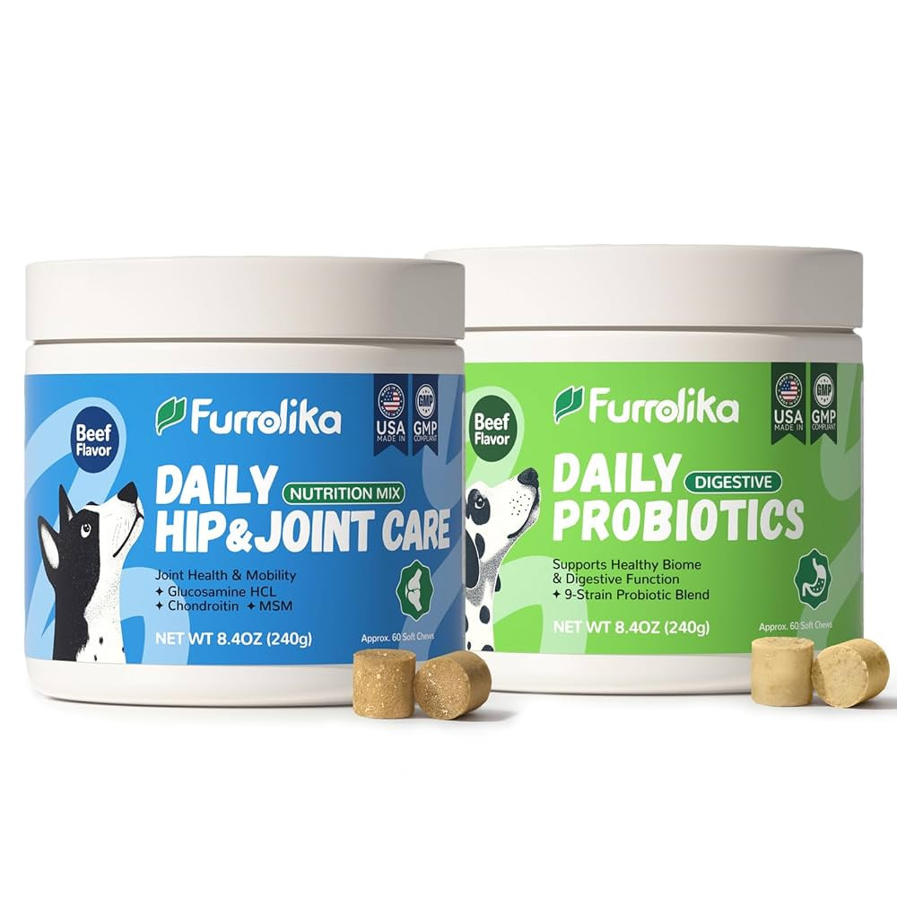 Furrolika Probiotics & Hip and Joint Bundle for Dogs - Made in The USA - Digestive & Joint Health... | Amazon (US)