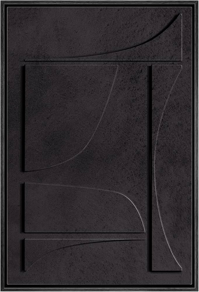 NWT Framed Canvas Print Wall Art Black Mid-Century Geometric Polygon Collage Abstract Shapes Illu... | Amazon (US)