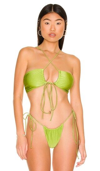 Livi Bikini Top in Palm Sheen | Revolve Clothing (Global)