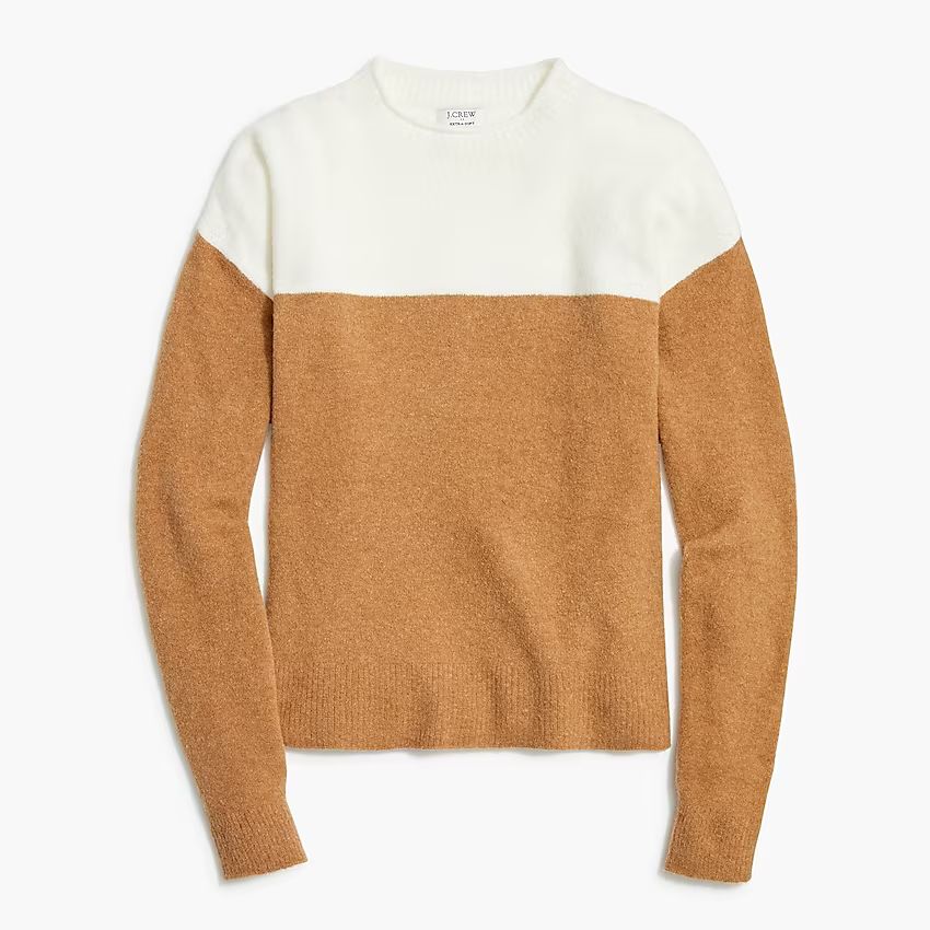 Colorblock boxy mockneck sweater in extra-soft yarn | J.Crew Factory