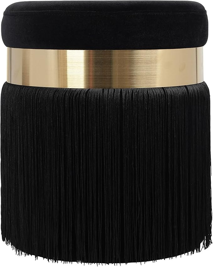 Tov Furniture Melody Tasseled Ottoman (Black) | Amazon (US)