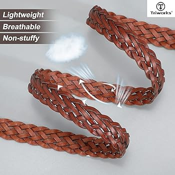 Women's Braided Leather Belt Thin Woven Waist Belts for Jeans Pants Dresses | Amazon (US)
