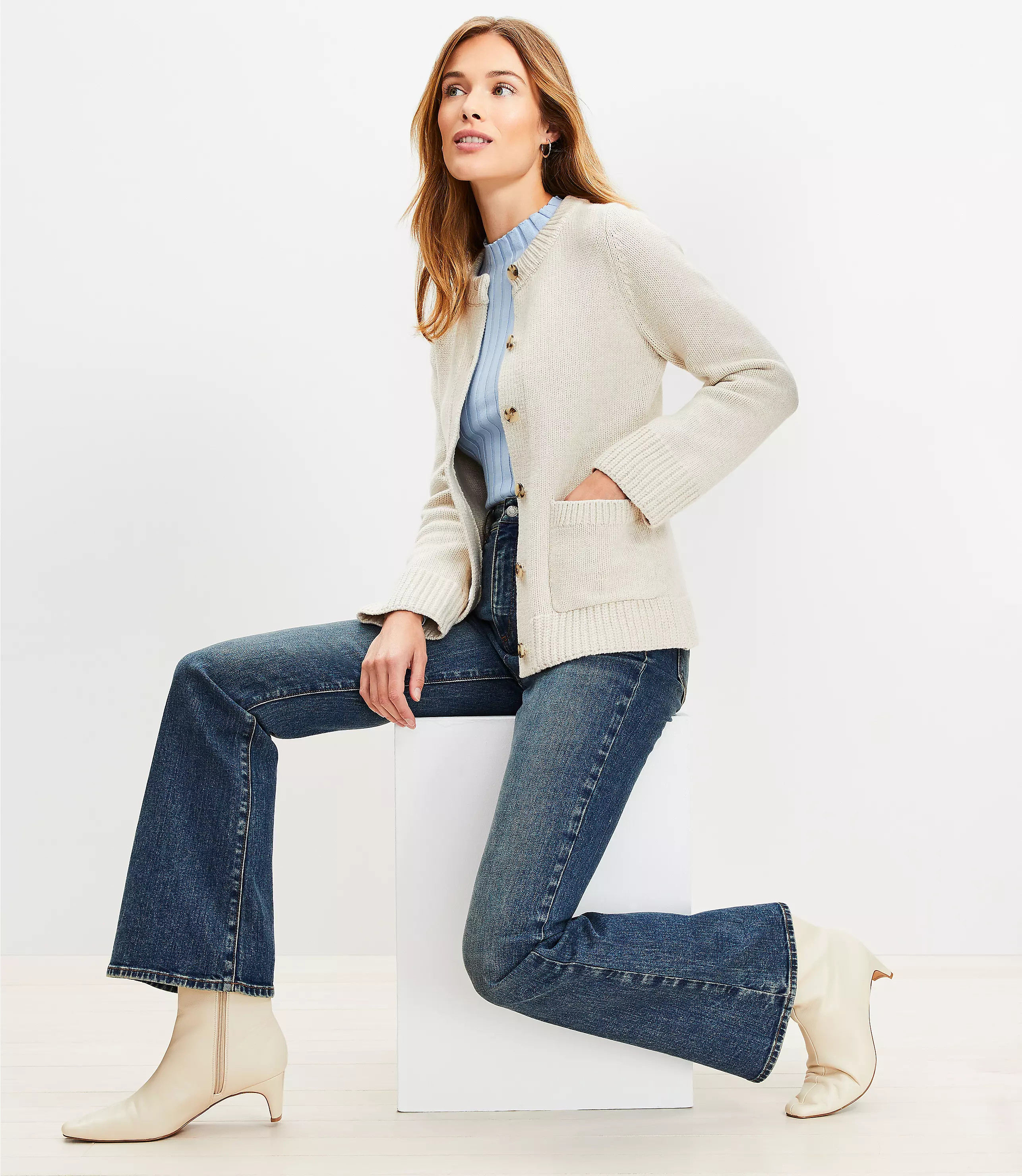 Waisted Patch Pocket Cardigan | LOFT