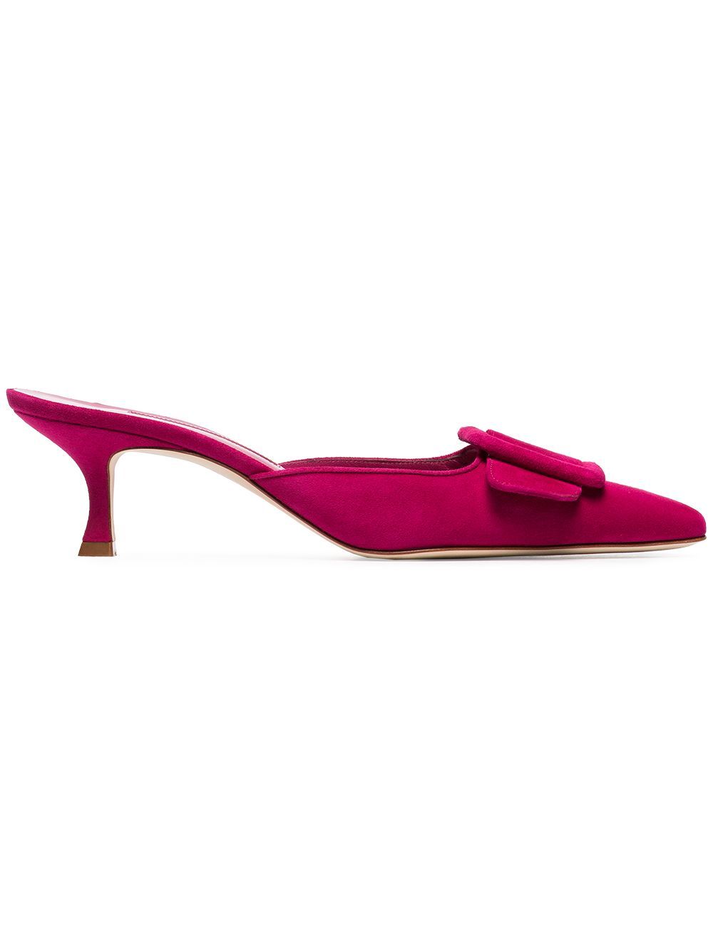 Manolo Blahnik Pink Maysale 50 suede buckle mules | FarFetch US