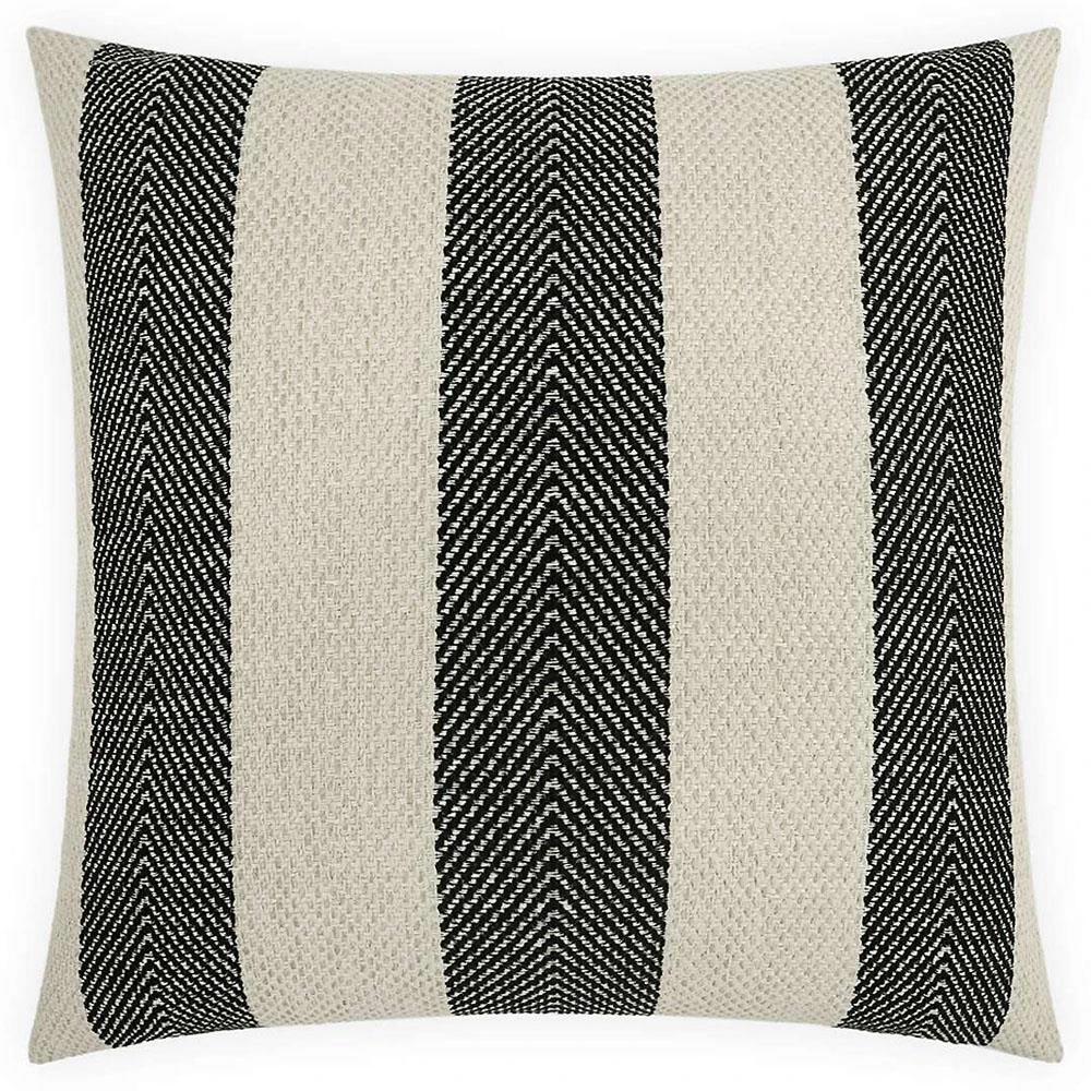 Vida Coastal Beach Black Striped Indoor Outdoor Throw Pillow - 22x22 | Kathy Kuo Home