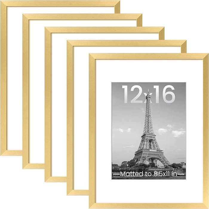 upsimples 12x16 Picture Frame Set of 5, Display Pictures 8.5x11 with Mat or 12 x 16 Without, Wall... | Amazon (US)