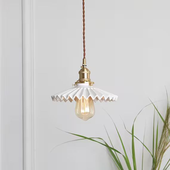 Pendant Light Ceramic Plug In Shade Brass Ceiling Light Fixture Lighting Pendant Lamp Chandelier ... | Etsy (CAD)