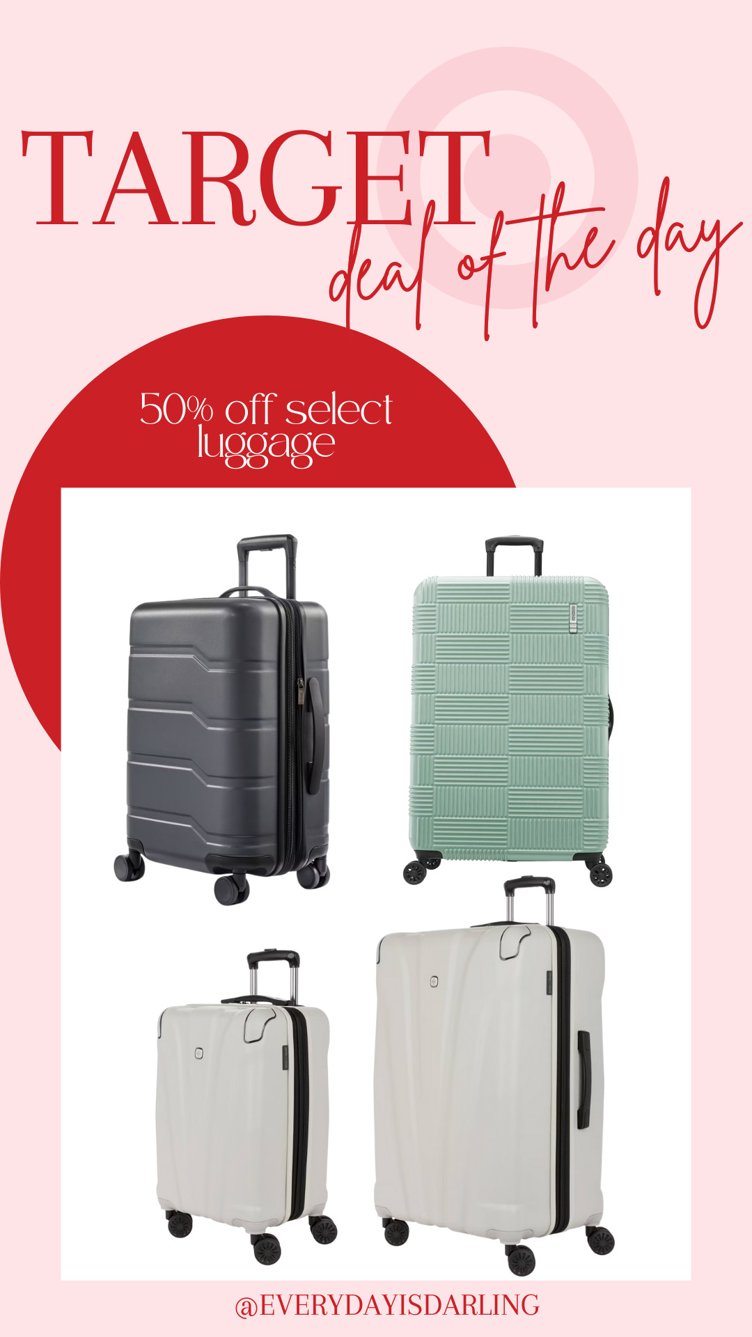 50% off select luggage at Target today! Really good options on sale! 

 #LTKGiftGuide #LTKHome #LTKSaleAlert