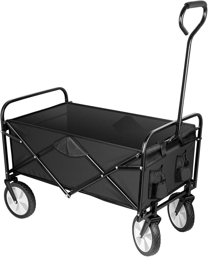 YSSOA Rolling Folding & Rolling Collapsible Garden Cart, Outdoor Camping Wagon Utility with 360 D... | Amazon (US)
