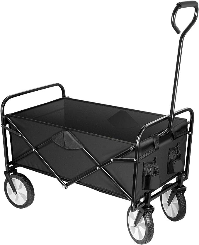 YSSOA Rolling Folding & Rolling Collapsible Garden Cart, Outdoor Camping Wagon Utility with 360 D... | Amazon (US)