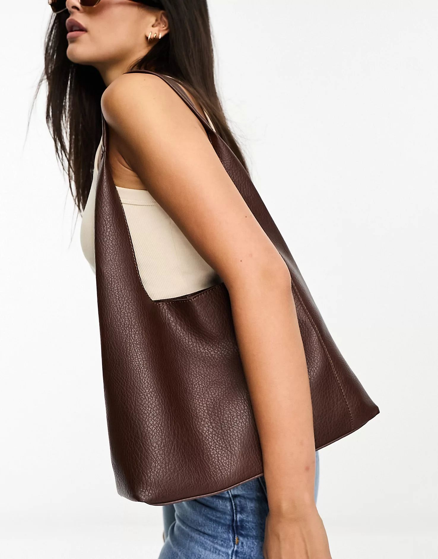 Glamorous PU tote bag in chocolate brown | ASOS (Global)