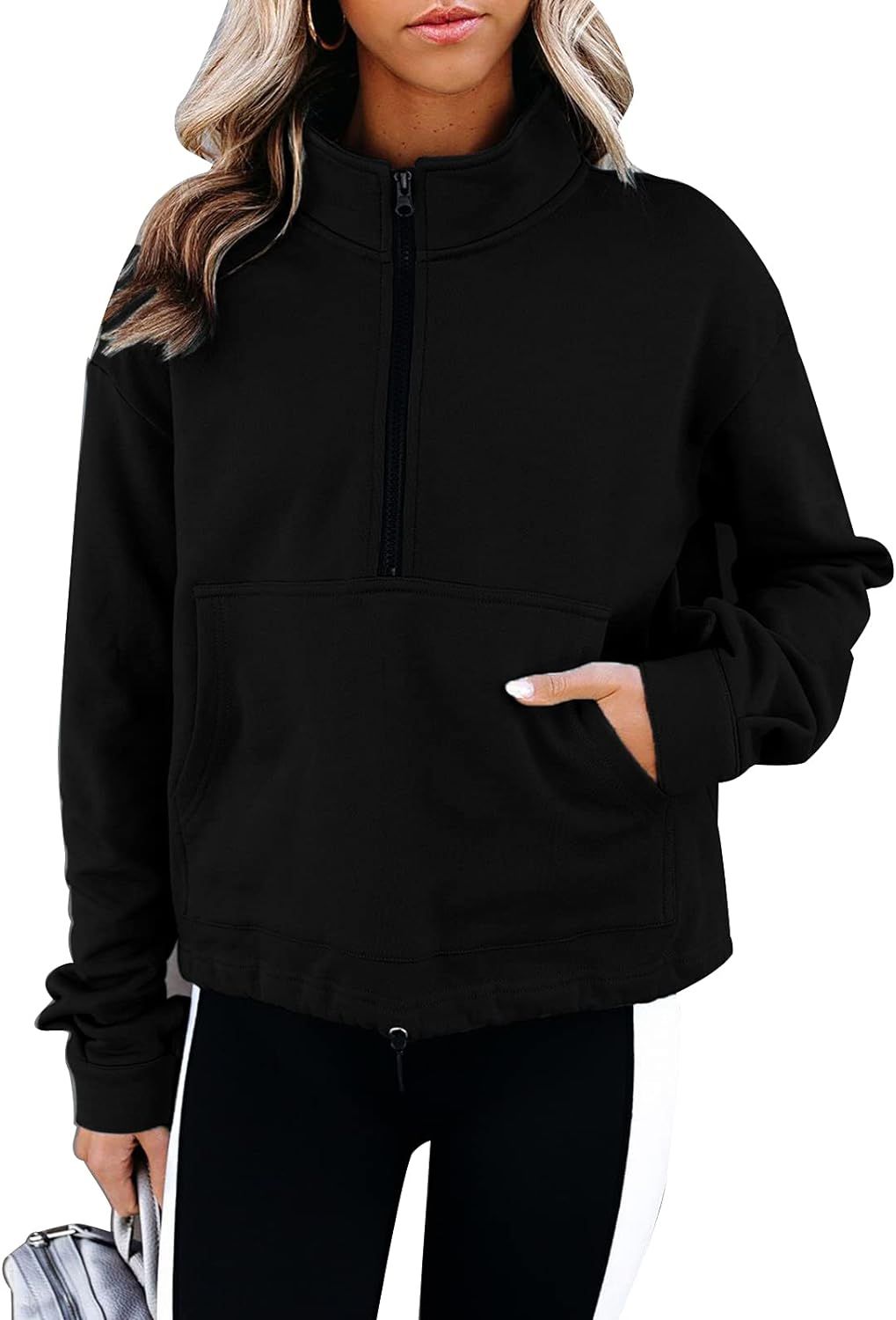 SWQZVT Womens Sweatshirt Half Zip Up Long Sleeve Pullover Casual Lapel Tops Solid Fall Sweatshirt... | Amazon (US)