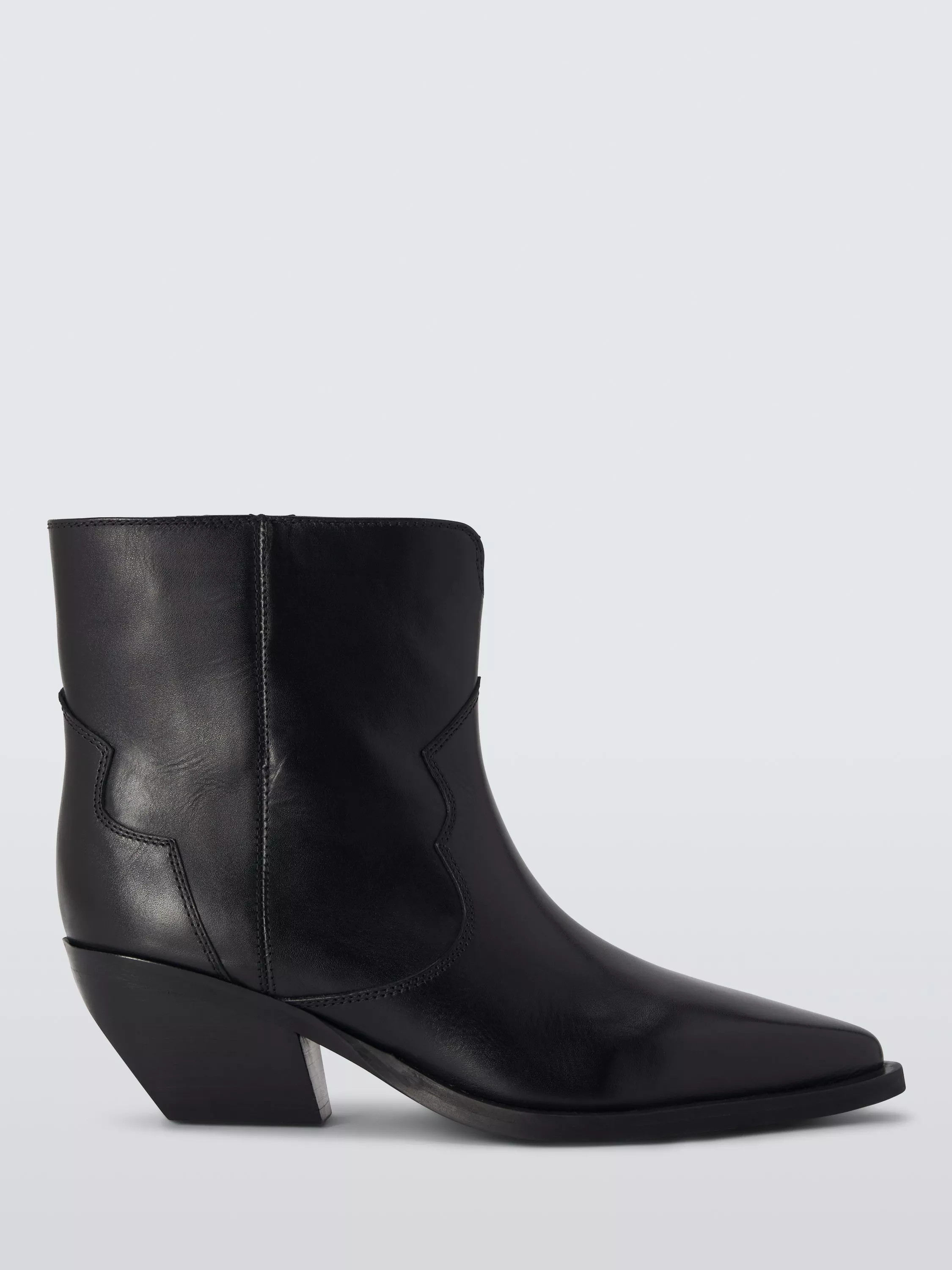 John Lewis Promise Austin Leather Western Ankle Boots, Black | John Lewis (UK)