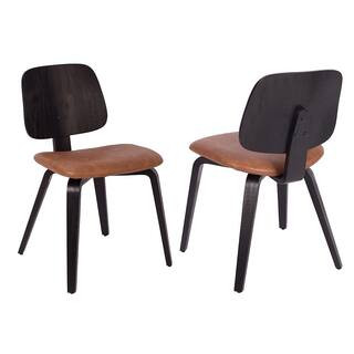 Art Leon KACY Mocha Faux Leather Accent Dining Chairs (Set of 2) CC075-2-MC-PU - The Home Depot | The Home Depot