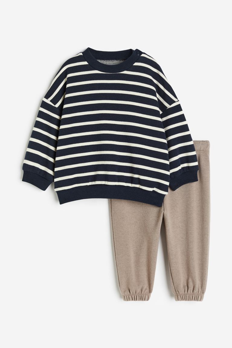 2-piece sweatshirt set - Dark blue/striped - Kids | H&M US | H&M (US + CA)