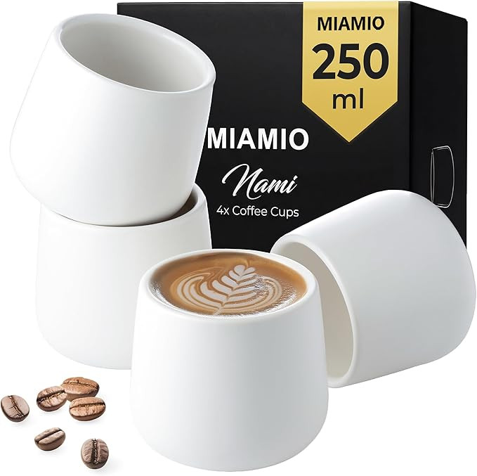 MIAMIO - Ceramic Cup Set of 4 (250 ml) / Ceramic Cups without Handles/Coffee Mugs, Coffee Cups, C... | Amazon (US)