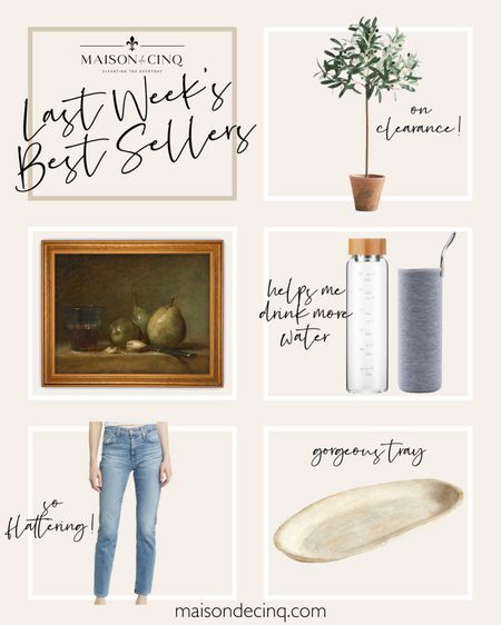 This week’s best sellers include my fave jeans, a cute olive topiary on major sale, cutest glass water bottle, and more!

#winteroutfit #straightlegjeans #tray #homedecor #winterdecor #artwork #walldecor #fauxplant 

#LTKfindsunder50 #LTKhome #LTKsalealert