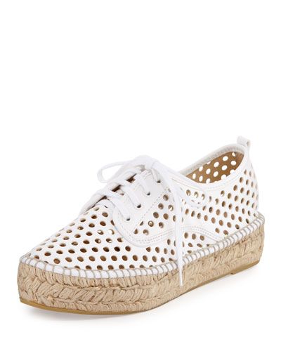 Alfie Perforated Espadrille Sneaker, White | Bergdorf Goodman