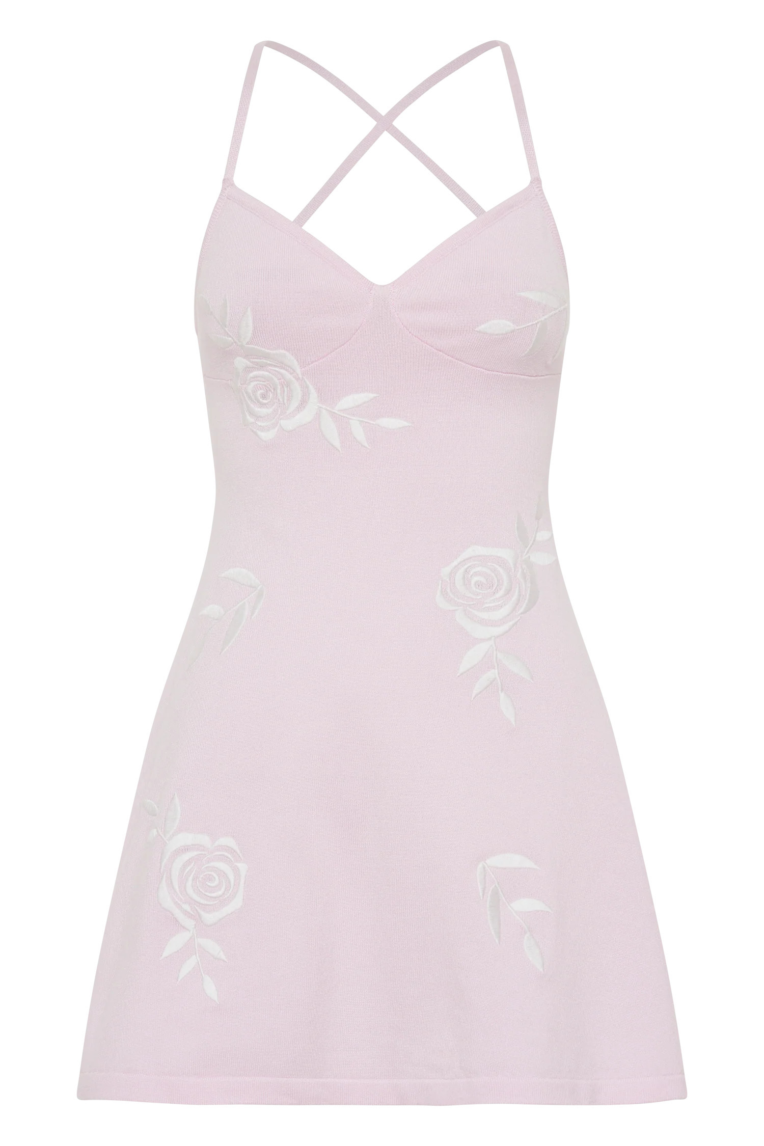 Victorie Rose Knit Mini Dress - Fairy Floss Pink | MESHKI US