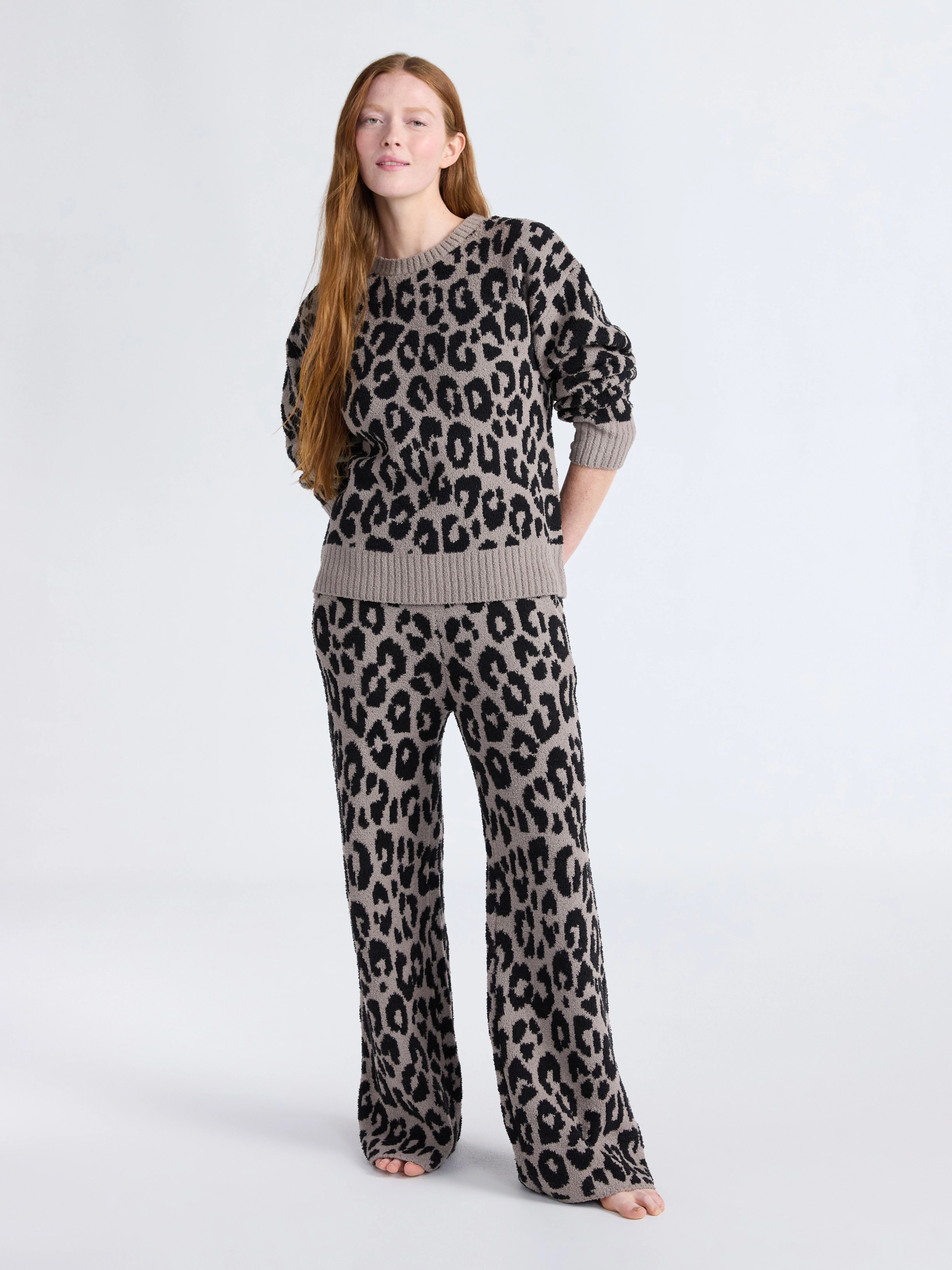 Joyspun Women's Cozy Ribbed Crewneck Top and Wide-Leg Pants Set, 2-Piece, Sizes XS-3X | Walmart (US)