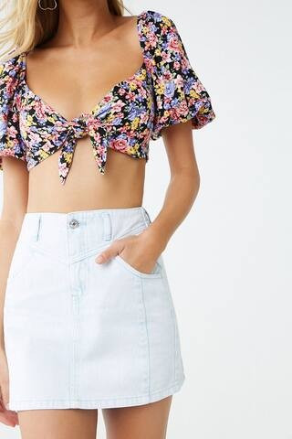 Paneled Denim Mini Skirt | Forever 21 (US)