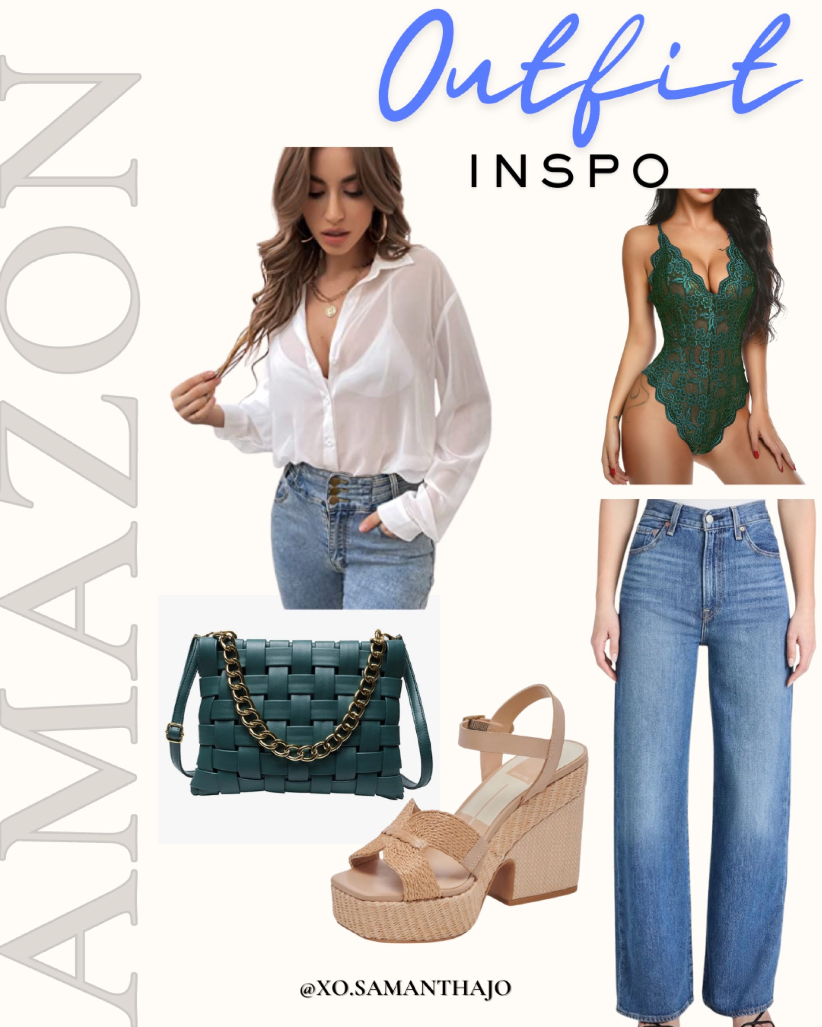 SUMMER OUTFIT INSPO - AMAZON

affordable outfits - date night outfits - lace tanks - light weight tops - button down blouse - sheer tops - woven cross body - look for less - summer sandals - platform sandals - wide leg denim - Levi’s - Amazon outfits 

#LTKStyleTip #LTKShoeCrush #LTKParties