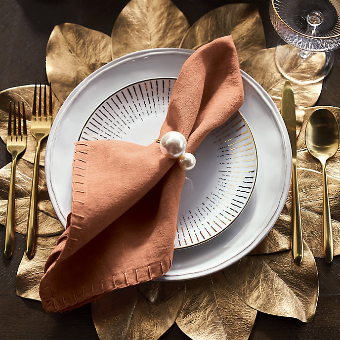 Pearl Napkin Rings Set of Four & Gold-Colored Metal by Kim Seybert | Frontgate