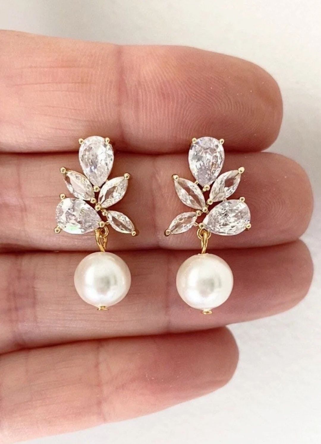 Gold Pearl drop earrings gold bridal earrings wedding earrings dangle bridal earrings Pearl brida... | Etsy (US)