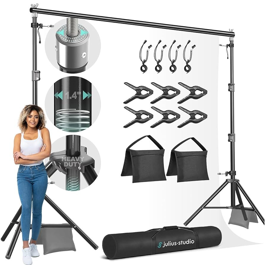 Julius Studio [Enhanced Heavy Duty] 10.1 x 8 ft. (W x H) Adjustable Backdrop Stand Background Sup... | Amazon (US)