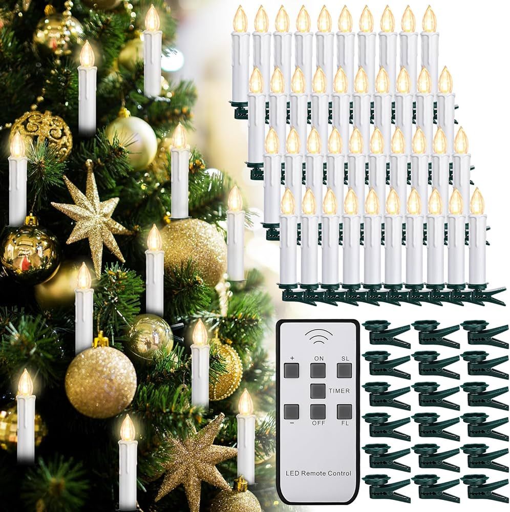 Retisee 40 Pcs Christmas LED Window Candles with Remote Control and Tree Clips Christmas Candles ... | Amazon (US)