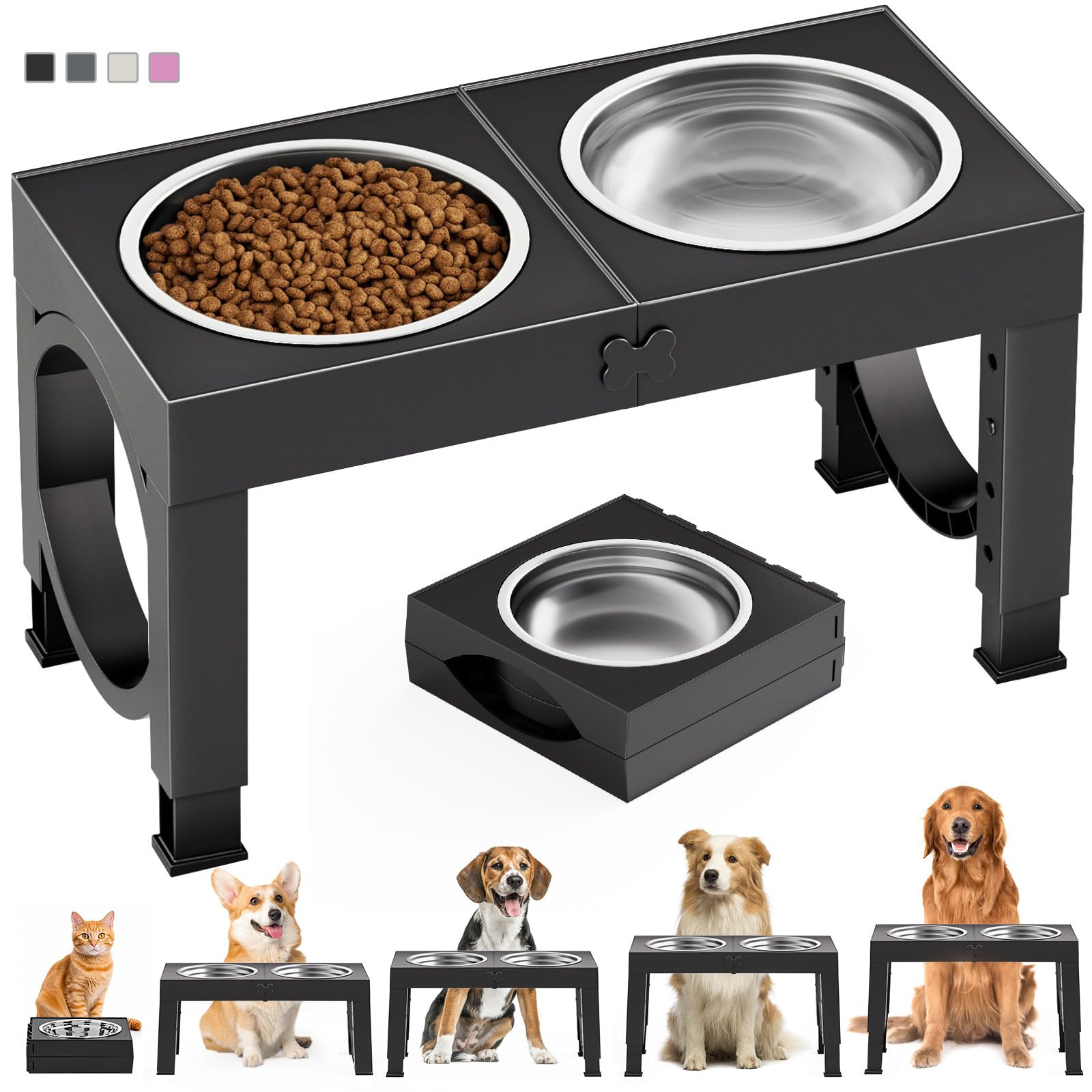 Elevated Dog Bowls Large Breed XiaZ Raised Dogs Bowl Stand Large/Medium Sized Dog 1L Food Water B... | Amazon (US)