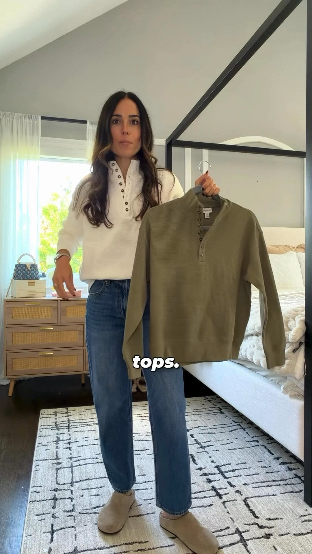The best everyday waffle knit top on sale for $15! Comes in so many colors 🙌🏻 @walmartstyle #walmartpartner #walmartstyle