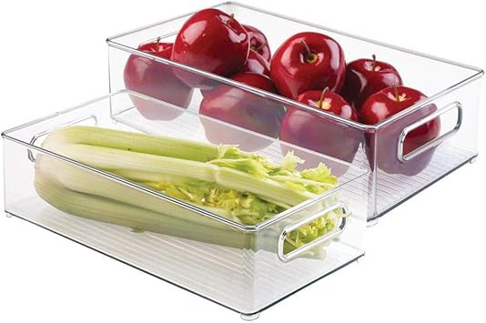 mDesign Set of 2 Refrigerator and Freezer Storage - Storage Containers for Food Items - Practical... | Amazon (UK)