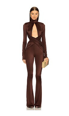 Michael Costello x REVOLVE Salima Jumpsuit in Chocolate Brown from Revolve.com | Revolve Clothing (Global)