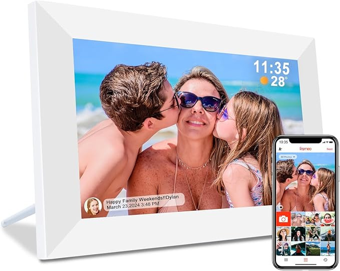 Frameo 10.1" Digital Picture Frame White, Smart WiFi Digital Photo Frame with IPS Touch Screen, 1... | Amazon (US)