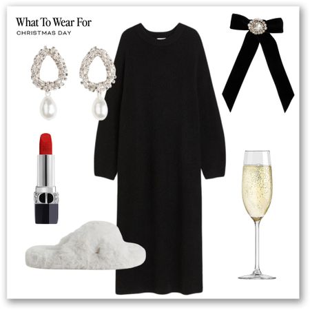 Christmas Day outfit 🎄

Black jumper dress, knitwear, cosy style, slippers, black velvet bow, festive style, H&M 

#LTKSeasonal #LTKeurope