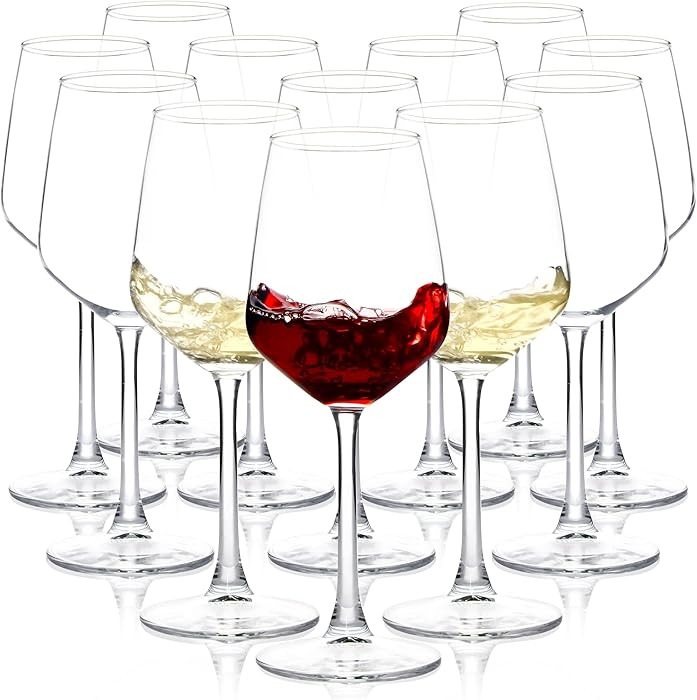 Wine Glasses Set of 12, 12oz Clear Red/White Wine Cup, Long Stem Wine Glasses for Party, Wedding ... | Amazon (US)