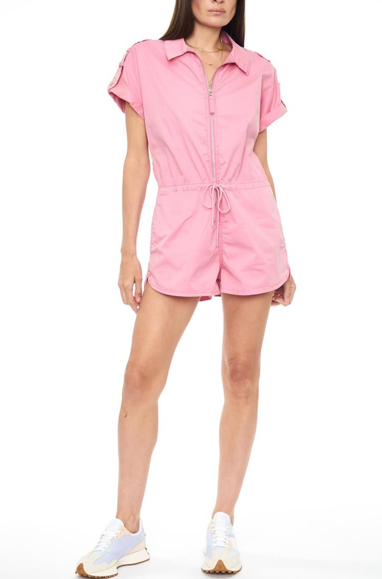 Meg Short Sleeve Zip Front Romper | South Moon Under