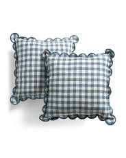 2pk 18x18 Indoor And Outdoor Gingham Scalloped Pillows | TJ Maxx